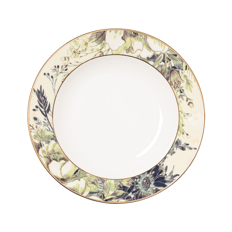 Garden of Fading Rimmed Soup/Pasta Plate, 8 Inch