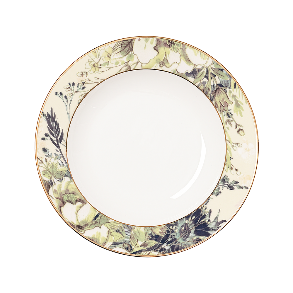 Garden of Fading Rimmed Soup/Pasta Plate, 8 Inch