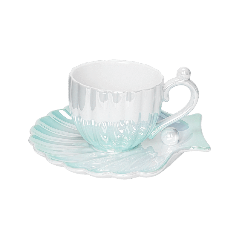 Ocean Aurora Shell Saucer & Ripple Cup